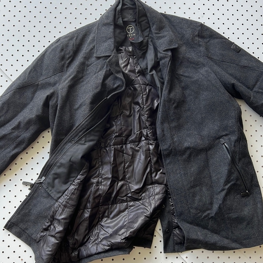 Extra Large Tech Overcoat Lined Charcoal Blackish… - image 1